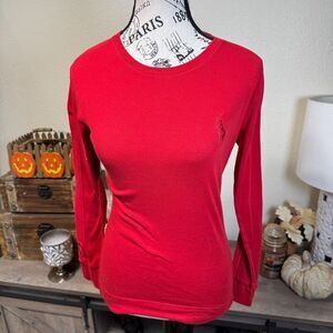 Ralph Lauren Golf Women's Long Sleeve Tee Red Sz S Big Pony Y2K Classic Preppy